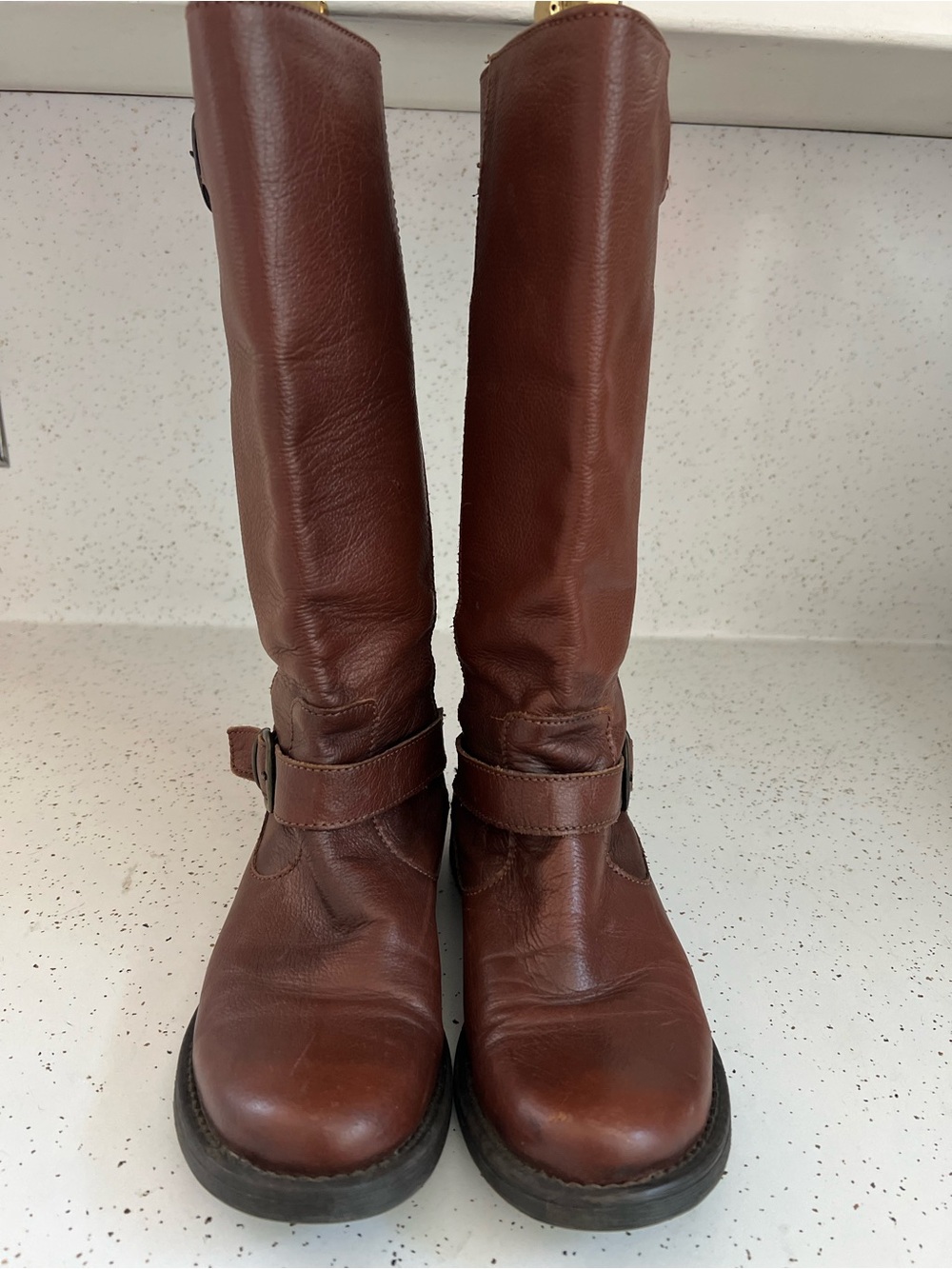 Brown Leather Knee-High Riding Boots